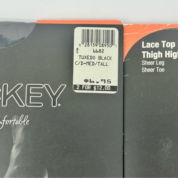 Jockey Sheer & Comfortable Lace Top Thigh Highs Tuxedo Black  Size C/D Med/Tall - Picture 3 of 5
